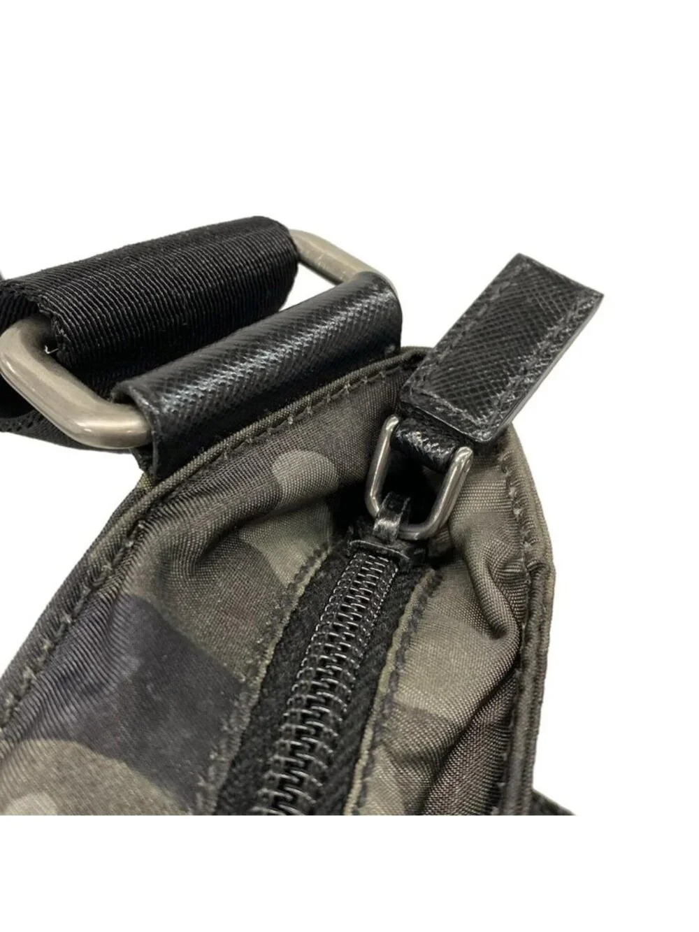 Prada Shoulder Bag Green Black Multi Camouflage Pattern Leather Tag - Picture 11 of 15